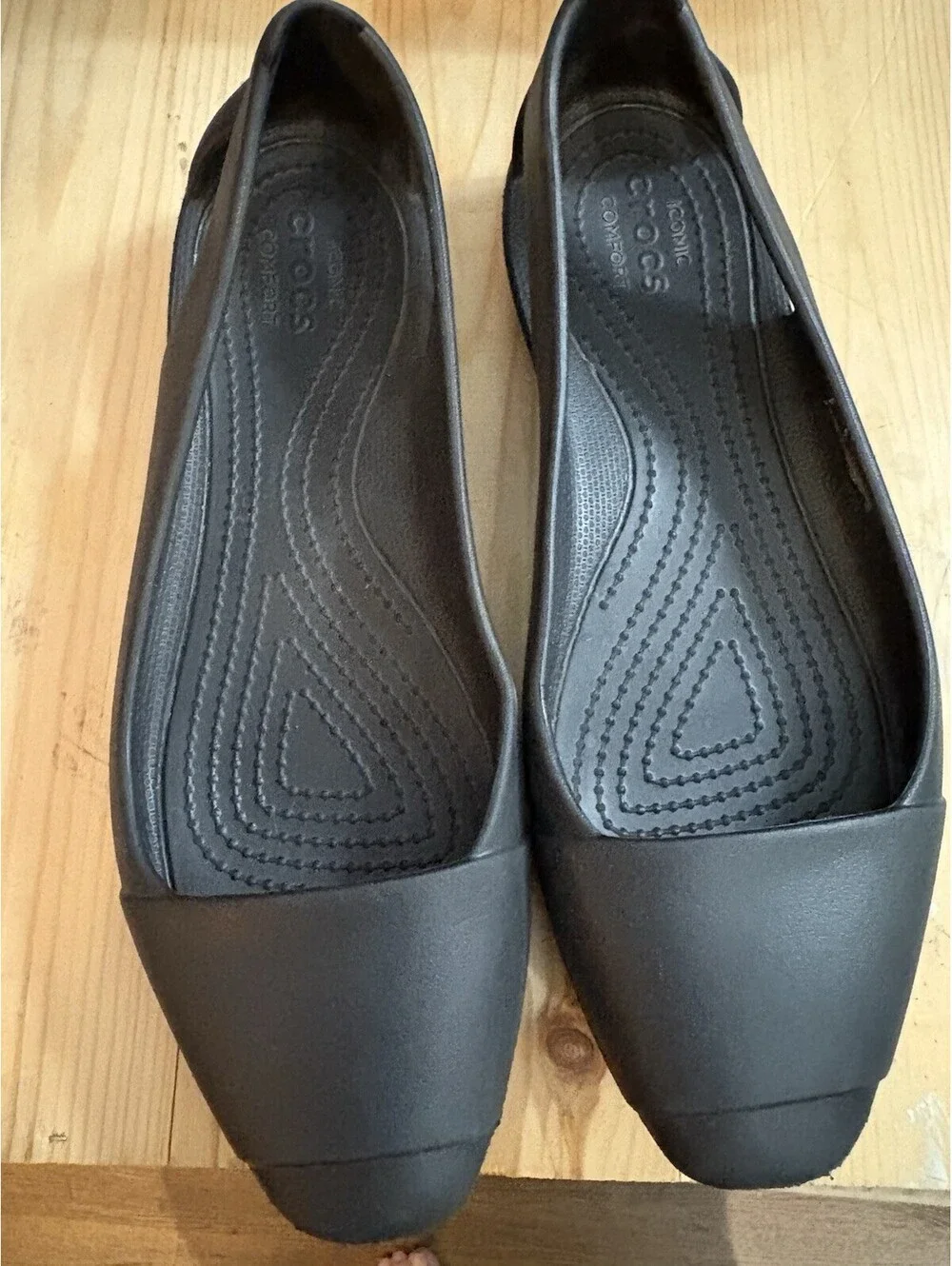 Crocs Sienna Ballet Flat Shoes Womens w7Black Comfort Slip On Loafer Lightweight
